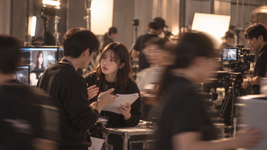 대본을 두고 이야기하는 장면